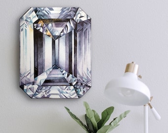 Diamond Canvas Art Print - April Birthstone - Crystal painting Gemstone wall art Crystal Home decor Gem ready to hang Emerald diamond cut