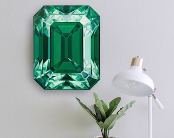 ORIGINAL Emerald Oil Painting, Gemstone Art, Wall Art Ready to Hang, May Birthstone, Home Decor, Gift for Jewellery Maker