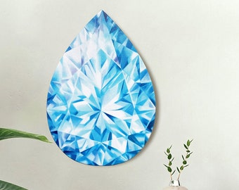 Aquamarine Canvas Art Print - 10.5"x15" - March Birthstone - Crystal painting - Gemstone print - Paraiba Gemstone Home decor - Gem Wall Art