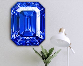 Sapphire Canvas Art Print - 11"x14" - September Birthstone - Crystal painting - Gemstone Home decor - Gem Wall Art