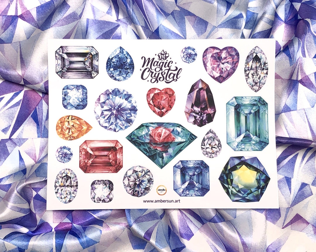 Set of Gemstone Vinyl Stickers Laptop Stickers Gem Stickers Etsy