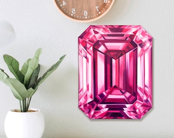 ORIGINAL Pink Tourmaline Oil Painting - 8.2"x10.5", Gemstone Art, Gem Wall Art Ready to Hang, October Birthstone, Art Gift Home Decor