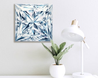 ORIGINAL Diamond Oil Painting, Princess Diamond Cut, Wall Art Ready to Hang, April Birthstone, Art Gift Home Decor, Gift Ideas Crystal Lover