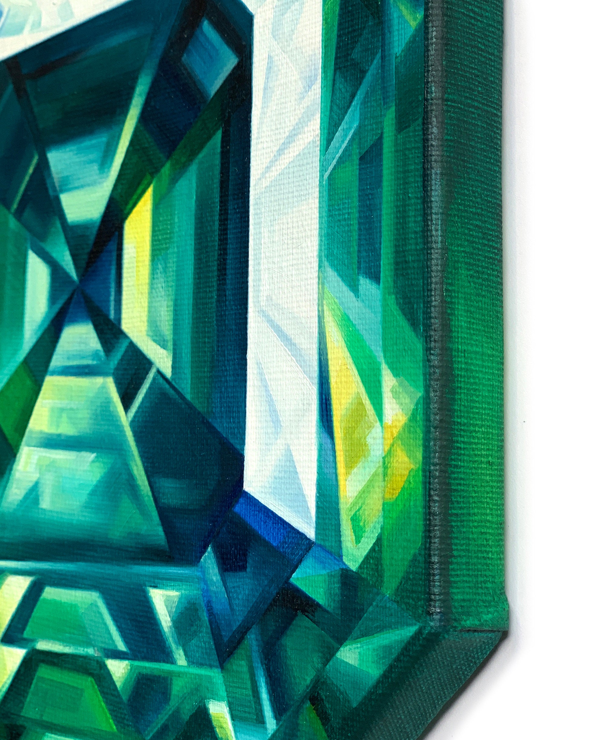 絵画 emeralda53 ORIGINAL Emerald Gemstone Oil Painting on Canvas, Sapphire