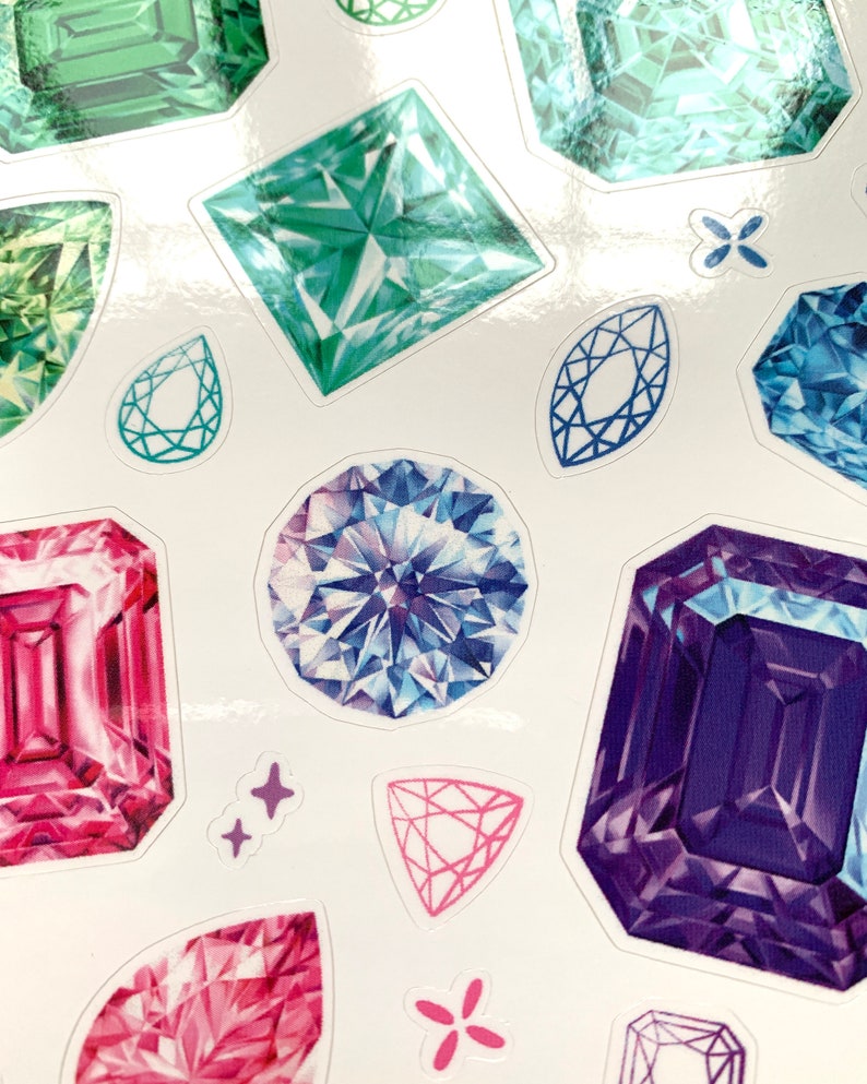 Set of 57 Tiny Gemstone Vinyl Stickers Laptop Stickers Gem - Etsy
