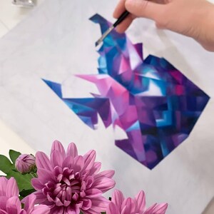 Impresión artística de gema alejandrita (sin marco) - Pintura de cristal - Arte mural de gemas - Póster de gemas - Decoración de pared morada - Sin marco imagen 3