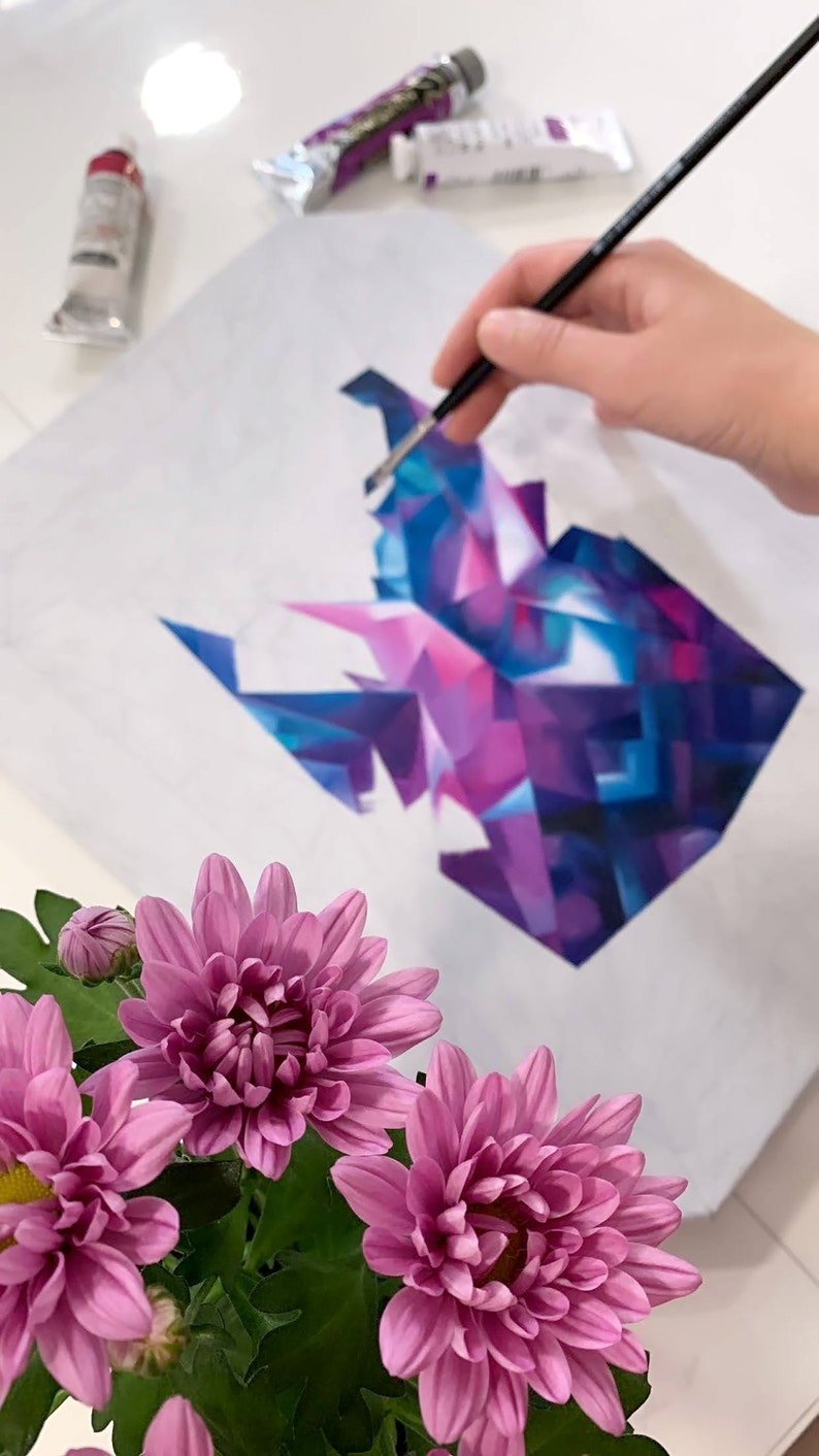 Impresión artística de gema alejandrita (sin marco) - Pintura de cristal - Arte mural de gemas - Póster de gemas - Decoración de pared morada - Sin marco imagen 3