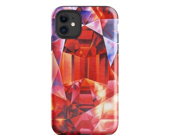 Ruby Tough iPhone Case, Birthstone Gift Ideas, Garnet Crystal Gemstone Print, Gem Phone Case