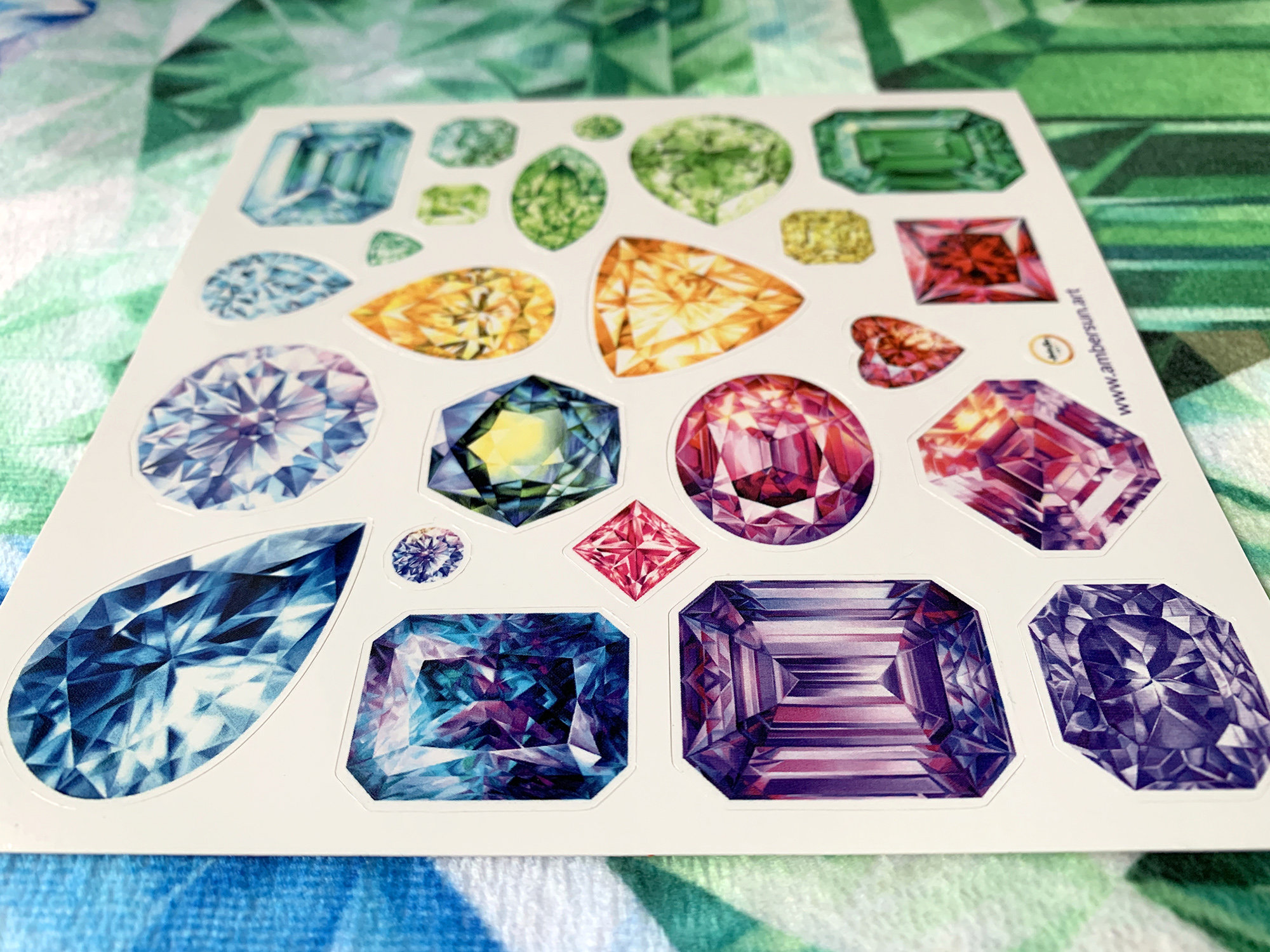 Set of 24 Gemstone Vinyl Stickers, Laptop Stickers, Gem Stickers ...