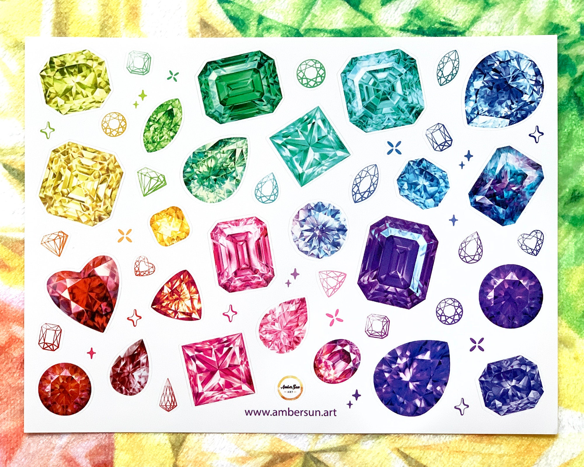 Set of 57 Tiny Gemstone Vinyl Stickers, Laptop Stickers, Gem Stickers ...