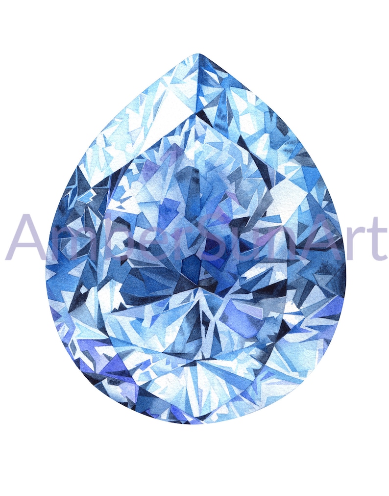 Sapphire Printable Art Wall Art Print Watercolor Gemstone - Etsy