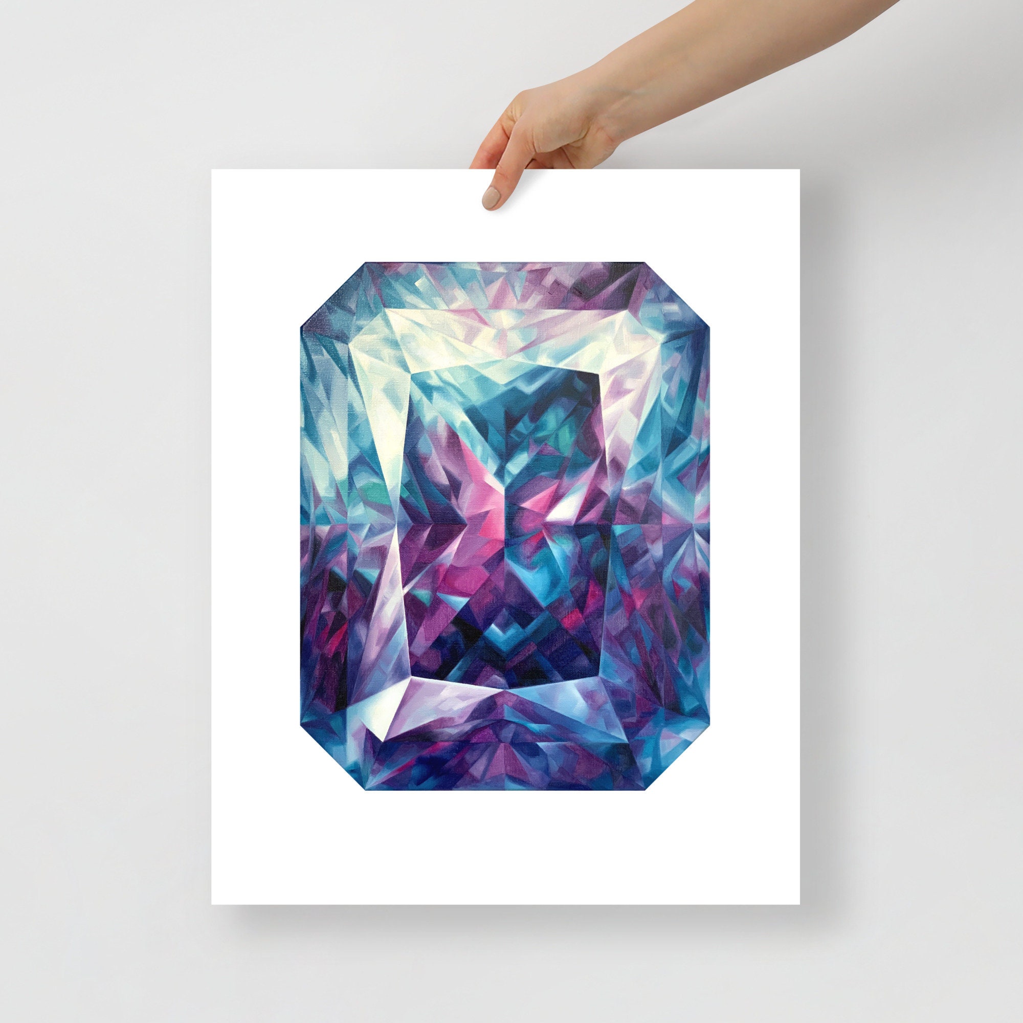 Heart Diamond Cut Watercolor Painting. Crystal print. Gem art Poster for  Sale by AmberSunArt