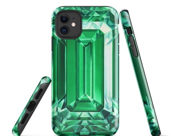 Emerald Tough iPhone Case, Birthstone Gift Ideas, Green Crystal Gemstone Print, Gem Phone Case