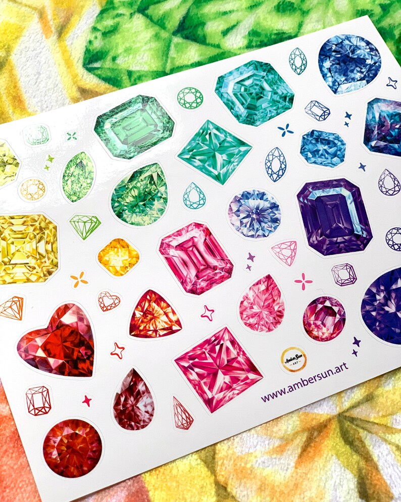 Set of 57 Tiny Gemstone Vinyl Stickers Laptop Stickers Gem - Etsy