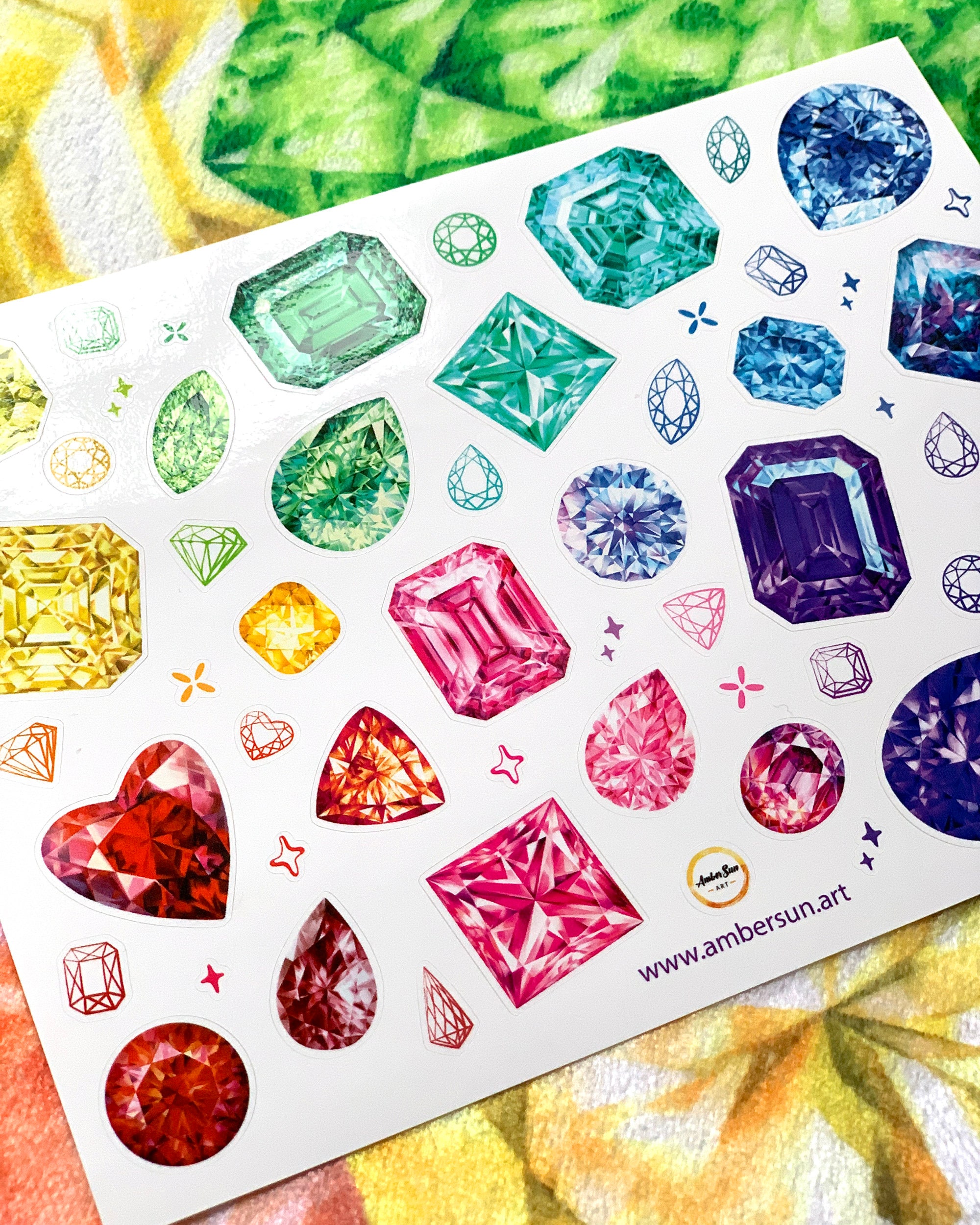 Set of 57 Tiny Gemstone Vinyl Stickers, Laptop Stickers, Gem Stickers ...