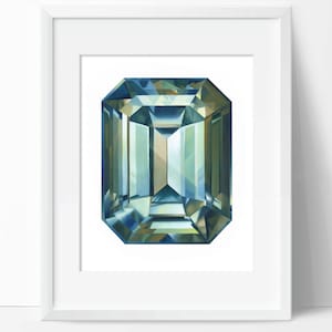 Emerald Gemstone Art Print (Unframed) - Crystal Painting - Green Wall Art - Gem Poster Home Decor - May Birthstone - No Frame Included