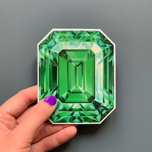 Emerald Vinyl sticker, Laptop stickers, Gem stickers, Emerald, Crystals Laminated Not Paper Stickers