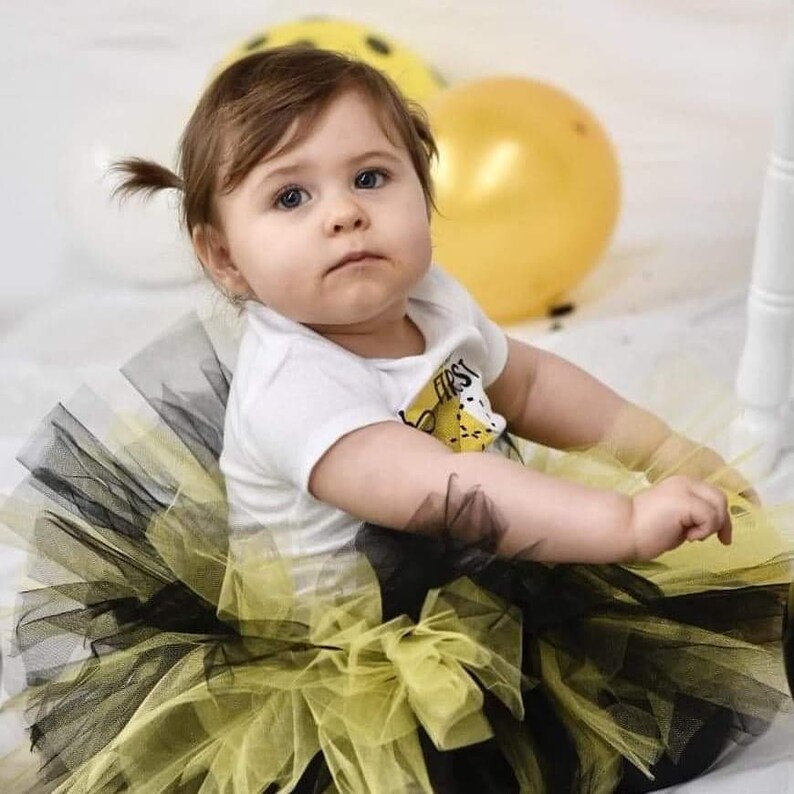 Bee Birthday Tutu 1st Birthday Outfit Honey Bee Black and Yellow Tutu Skirt Bumble Bee Tutu Queen Bee Bee Costume Skirt 1st Bee Day