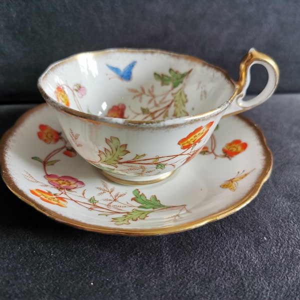 Antique Royal Albert Buttercup theekopje en schotel, groot formaat, fancy theekopje, 1920s theekop