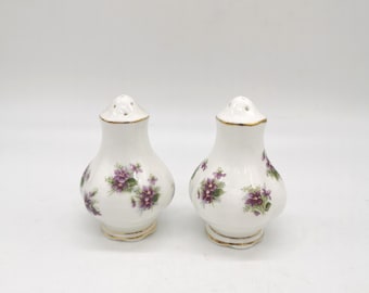 Royal Albert sweet violets salt and pepper shakers, small serving set, replacement items