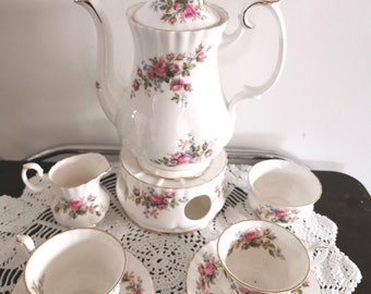 Hermosa porcelana inglesa Royal Albert Moss Rose café o juego de té para 2, porcelana vintage, regalo para ella, regalo de bodas, fiesta nupcial