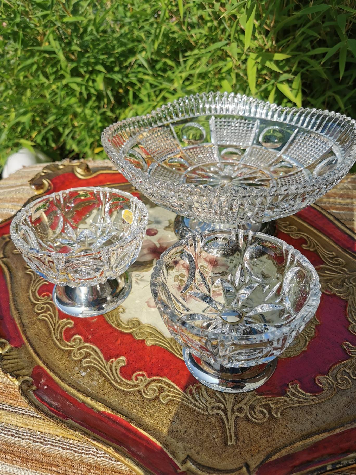 Set of 3 crystal serving bowls vintage crystal set Gift for Etsy