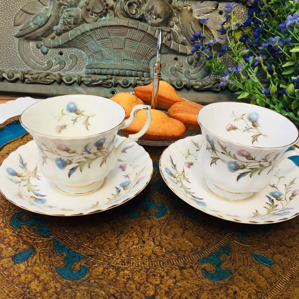 Royal Albert BRIGADOON theekopjes en schoteltjes, Fine Bone China, groot formaat set voor 2