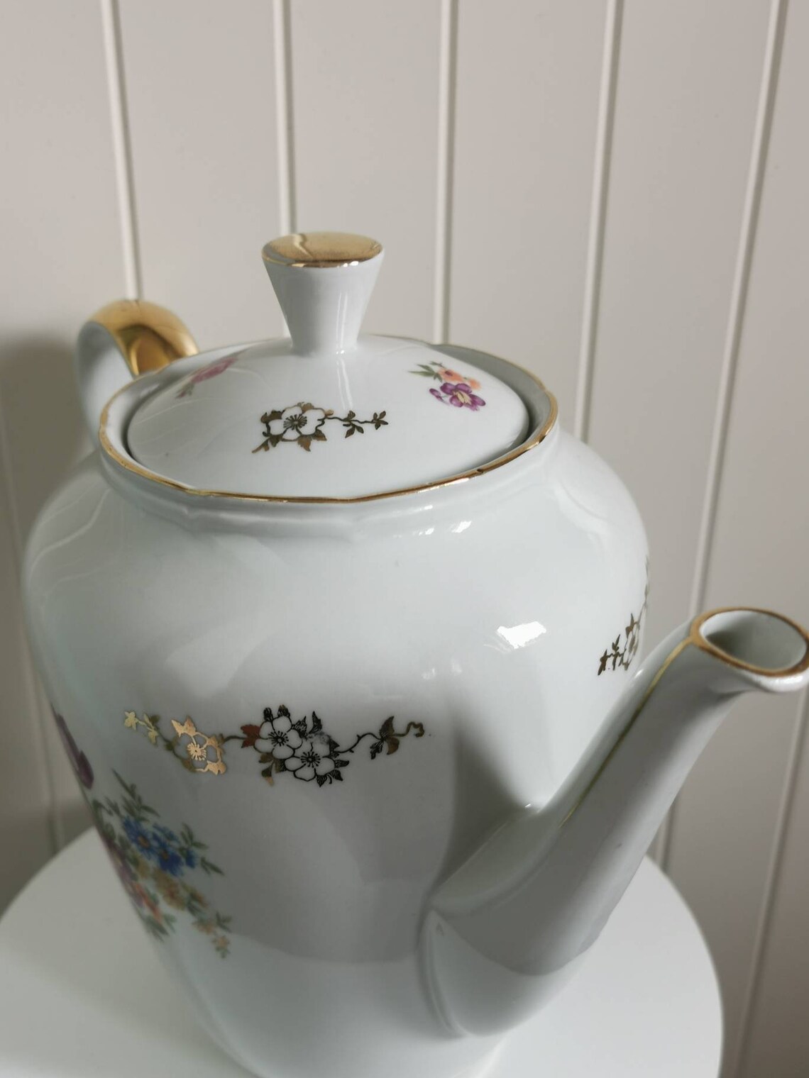 Pristine 1950s Floral Teapot Large Size Brocante Style Etsy
