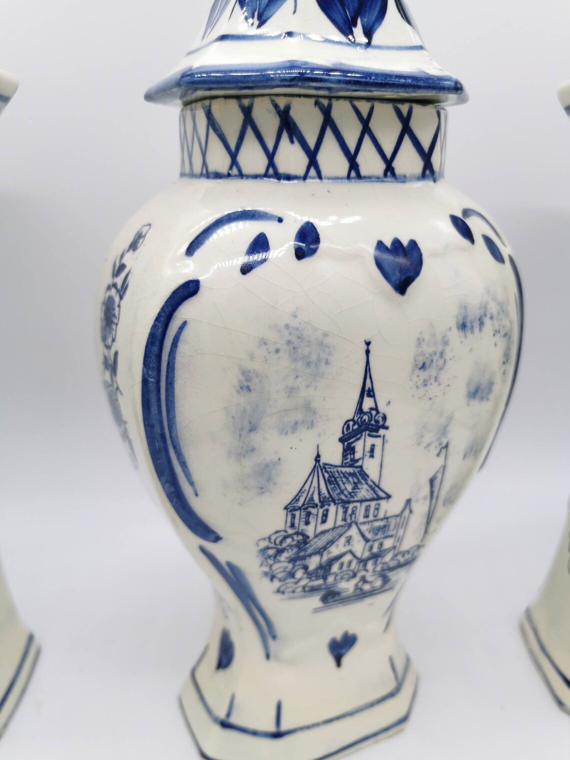 Delftware / coffret en delft bleu vase lidded avec deux vases Etsy France