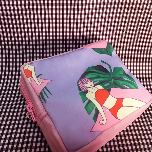 Printed Necessaire/ Cosmetic bag Lilac beach