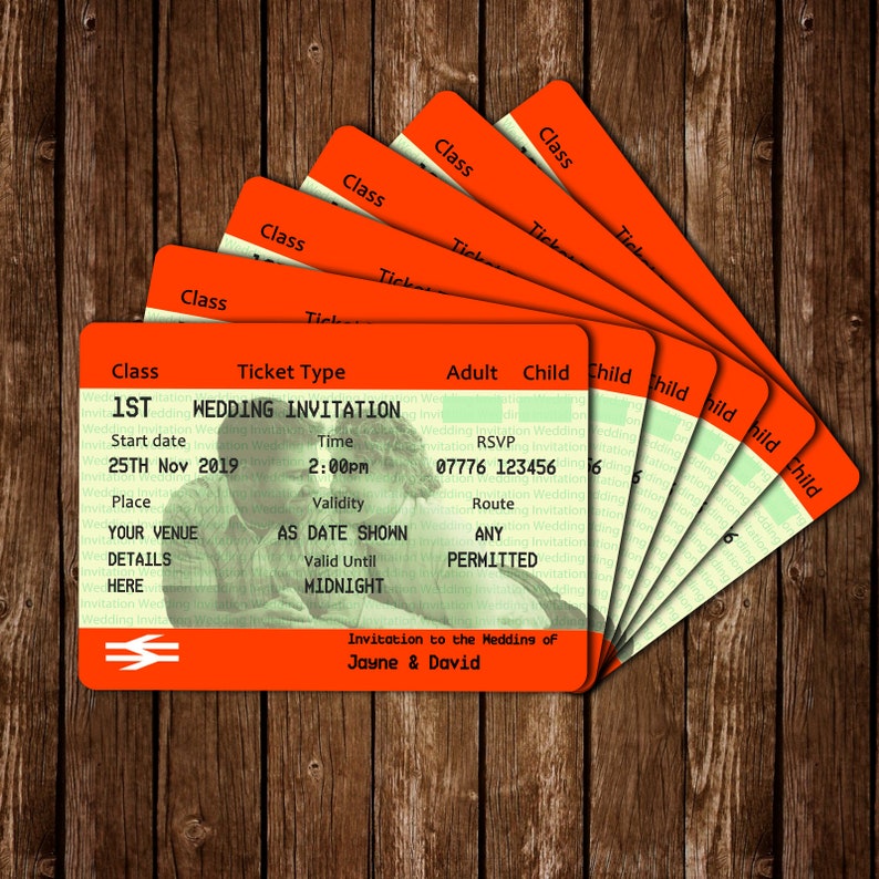 London Tube Ticket Wedding Reception Invitation Personalised Pack