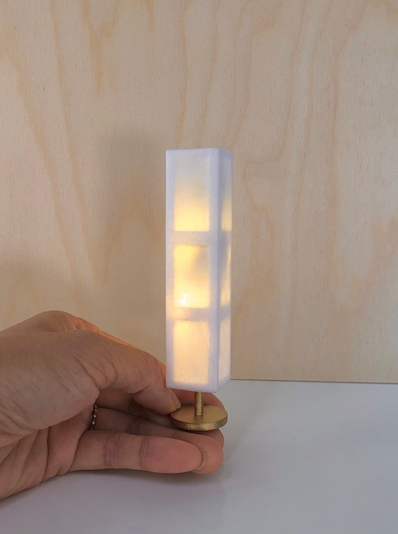 Dollhouse Miniature 1 12 Modern Asian Floor Lamp With White Dollhouse Miniature 1 12 Modern Asian, Modern Asian Floor Lamp