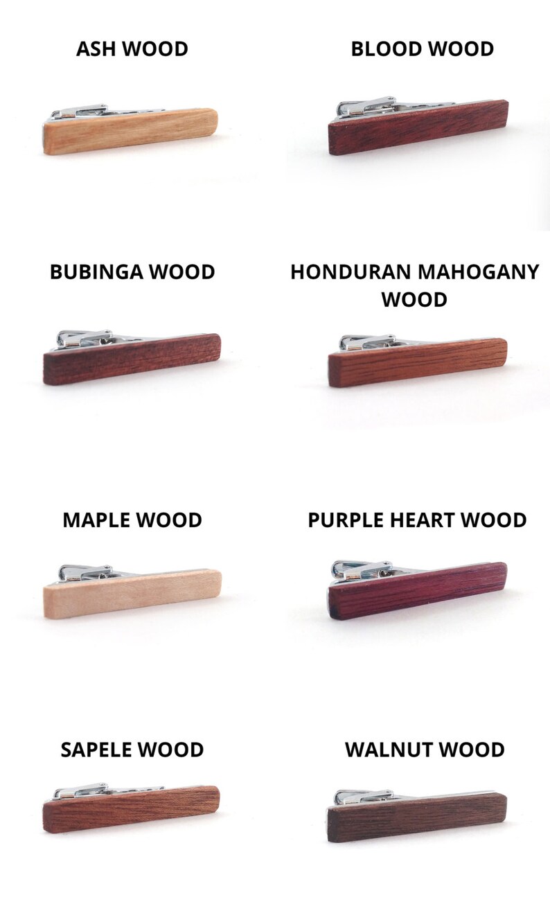 Tie Clip Personalized Wooden Tie Bar Men's Wedding Tie Etsy