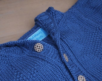 Hand Knitted Hooded Baby Gansey Cardigan