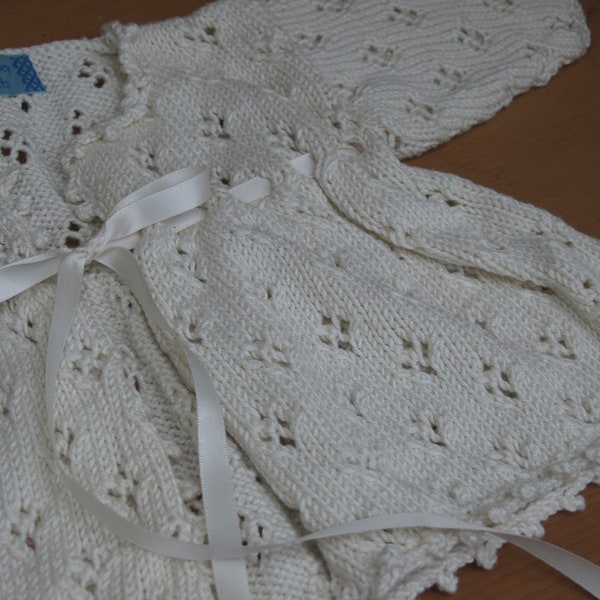 Hand Knitted Cream Lace Matinee Cardigan