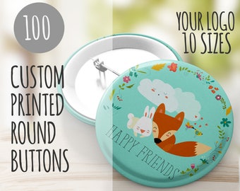 100 round custom buttons