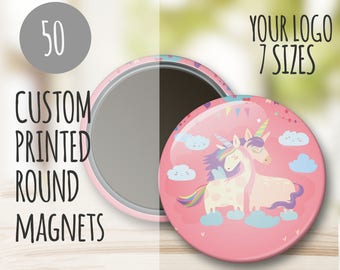 Personalized Magnets- 50 Logo Magnets, Button Magnets, Custom Magnets, Favor Magnets, Save the Date, round magnets, fridge magnets, bulk