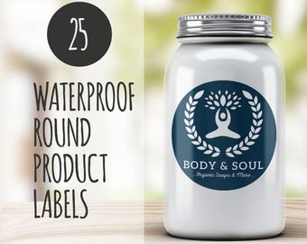 25 Round Custom Waterproof Product Labels