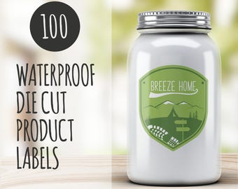 100 Custom Die Cut Product Labels, Waterproof Vinyl Stickers