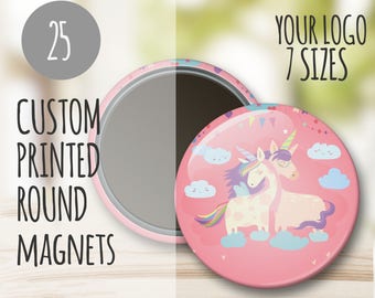 25 Custom Round Magnets, Custom Magnets Large, Logo Magnets, Promotional Items with Logo, Round Button Magnets, Custom Magnets with Photo