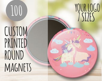 100 Custom Button Magnets – Party, Wedding & Shower Favors