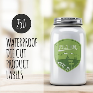 250 Custom Vinyl Waterproof Product Labels- Cut to any shape (die cut),  custom bulk sticker labels for branding, product packaging, candles