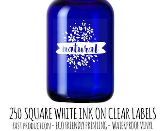 250 Labels,  labels with white ink, jar stickers, beard oil labels, essential oil labels, soap stickers, candle labels, bath bomb labels,