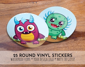 25 Round Custom Stickers – Waterproof Vinyl, Product Labels
