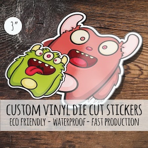 Custom Stickers, Die Cut Stickers, Waterproof stickers, 3 inch stickers, cut to shape, shaped stickers, custom labels bulk stickers