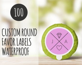 100 Round/Circle Stickers-  Baby Wedding Shower Stickers,  Celebration Party Favor Labels, Bulk Waterproof labels , Custom Personalized