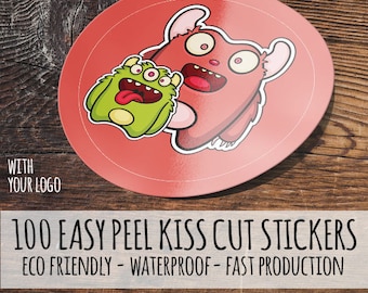 100 Round Easy Peel Full Color Custom Vinyl Stickers, Labels, Waterproof