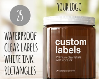 White Ink Product Labels -25 rectangle labels with white ink, cosmetic labels, candle labels, product stickers, waterproof labels, custom