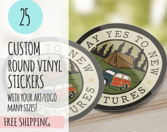 Custom Round Vinyl Stickers (Set of 25) | Logo Stickers, Waterproof