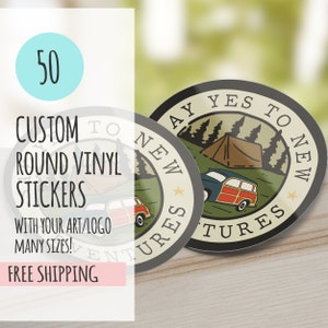 Custom Circle/Round Stickers (Set of 50) | Waterproof Vinyl | 3mil Thickness | Glossy or Matte Finish I Round Circle Sticker Label I Eco Ink